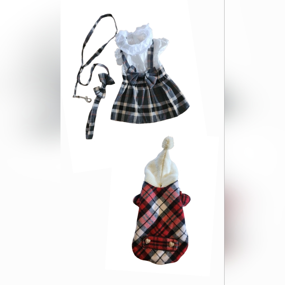 Size MEDIUM Dog Dress With Leash And Coat